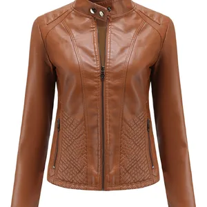 Womens Leather Jackets And Coats Spring Autumn Long Sleeve Fashion Basic Motorcycle Jackets Female S in USA (United States)