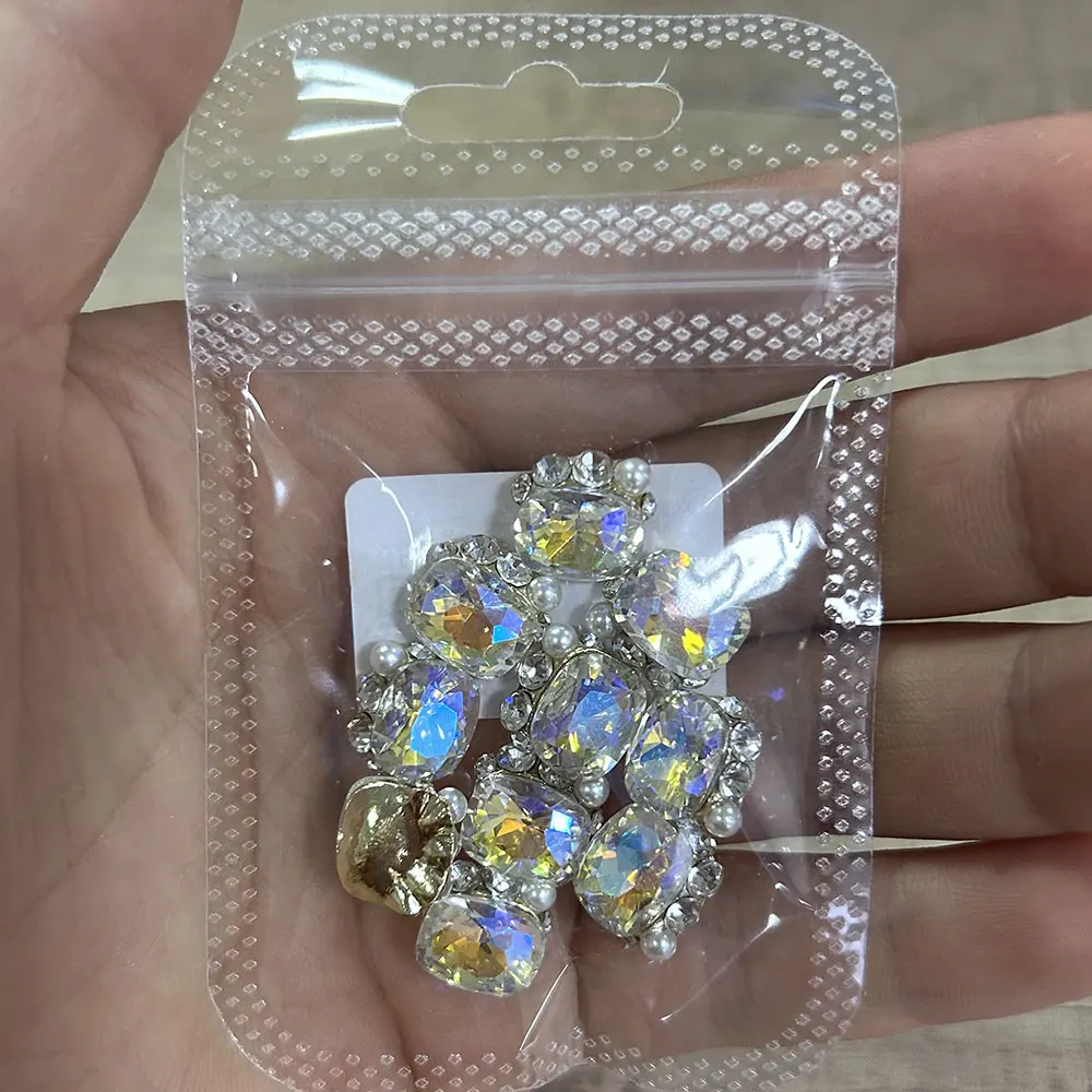 

AB/Clear Nail Luxury Alloy Crystal 10PC Pile Drill Nail Rhinestones Flatback Sparkly Diamond Stones Handmade Nail Art Decoration