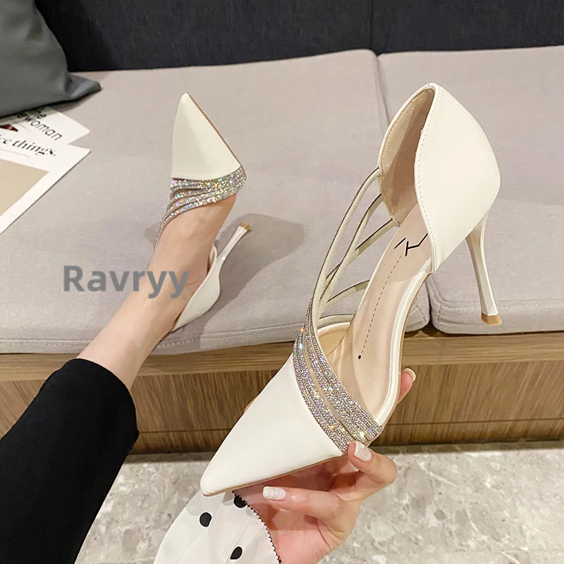

French High-Heeled Party Shoes Sense of Design Elegant Temperament Pointed Toe Women Shoes 2022 Summer New Women Crystal Pumps