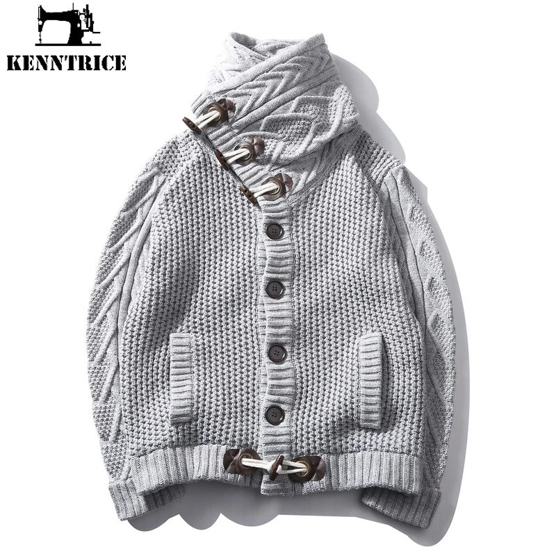 Kenntrice Men'S Sweaters Jumpers Outerwear Thermal Winter Male Fashion For Man High Collar Cardigans Casual Stylish Turtleneck
