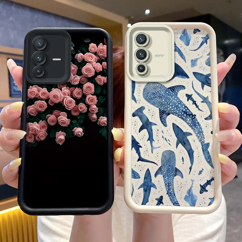 Фото Противоударный чехол для Vivo V23 5G S12/V23 Pro, чехол для телефона VivoV23 S12 Pro, силиконовый защитный чехол с цветочным принтом, силиконовый защитный чехол №1