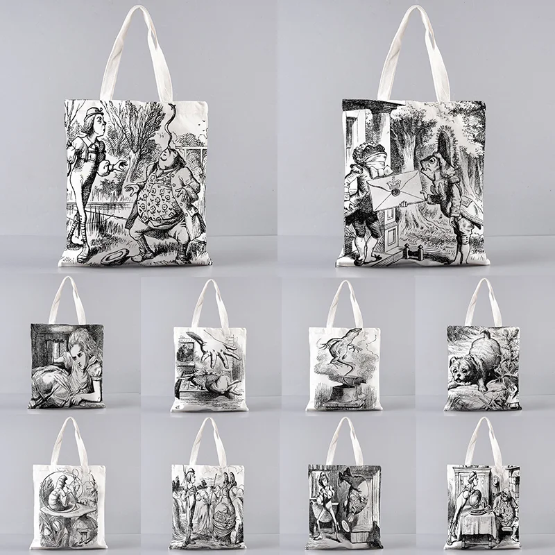 

Princess Alice Cheshire cat Anime Shoulder Bags In Wonderland Cartoon Customized Shopping Bag Casual Tote Storage Handbag Gift