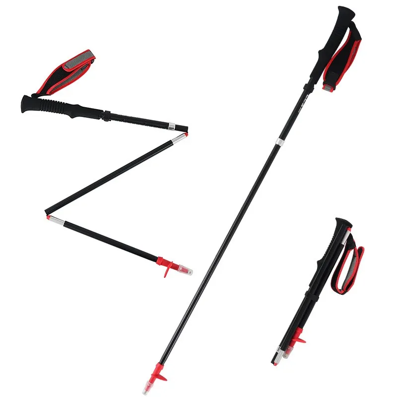 

Outdoor Folding Trekking Poles Adjustable 110cm-125cm Walking Stick Telescopic Ultralight Alpenstock For Hiking Mountaineering