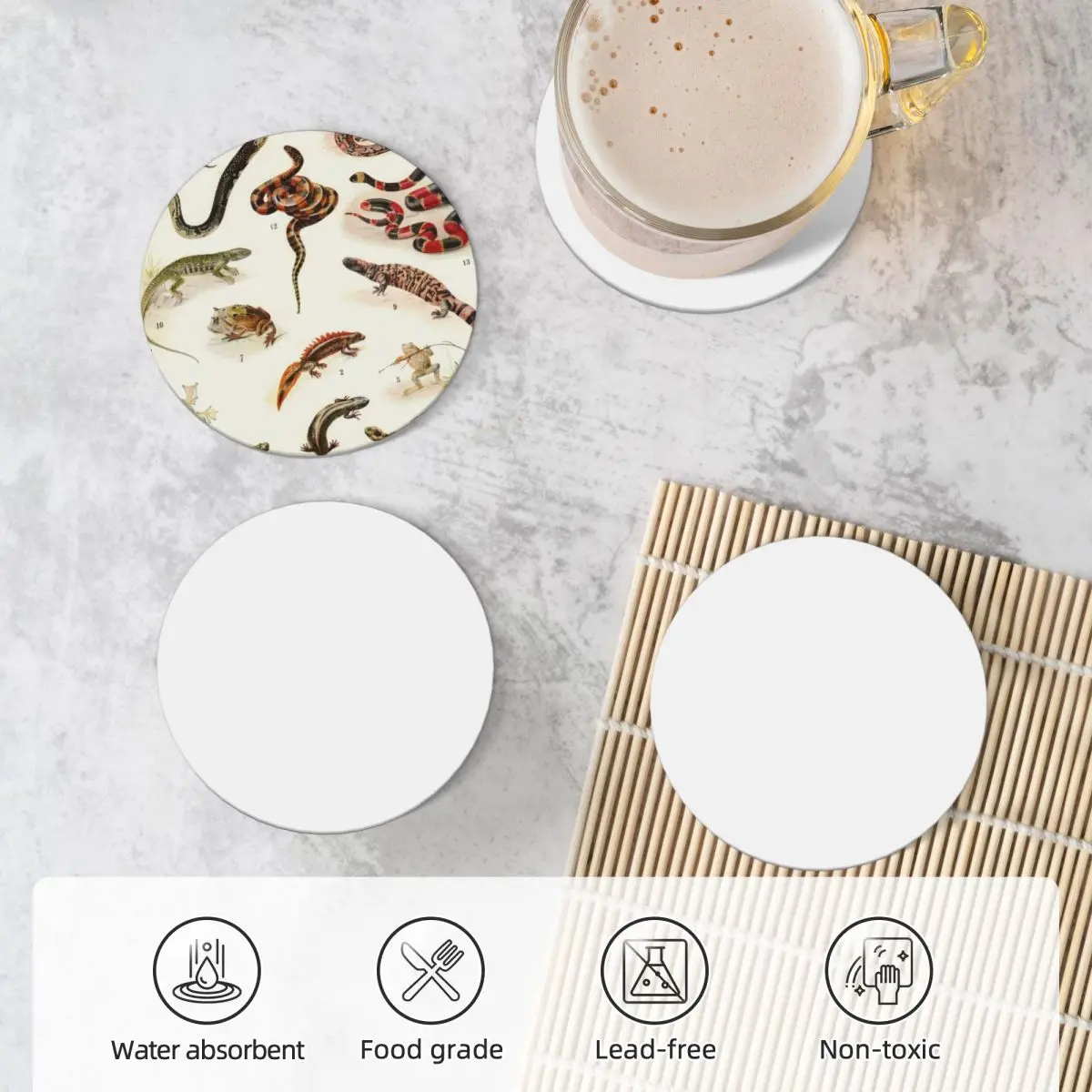 Adolphe Millot - Batraciens et рептилии-французский винтажный zoology постер керамические