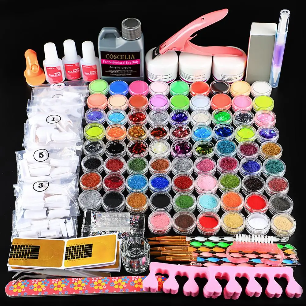 

COSCELIA Full Acrylic Liquid Manicure Set Acrylic Nail Kit Acrylic Powder Nail Kit Professional Set Nail Art Decorations