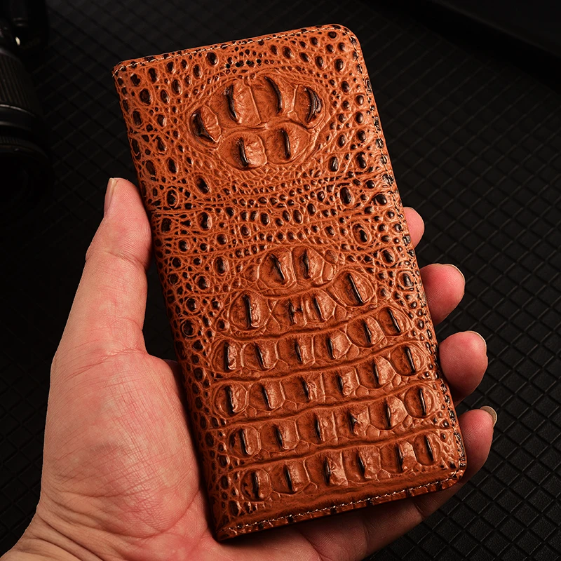 Чехол-книжка из натуральной кожи с тиснением под крокодила для Samsung Galaxy A03 A13 A23 A33