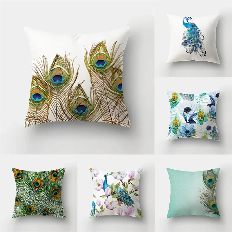 Классическая Наволочка С Принтом Павлиньих Перьев Для Автомобиля И Домашнего
