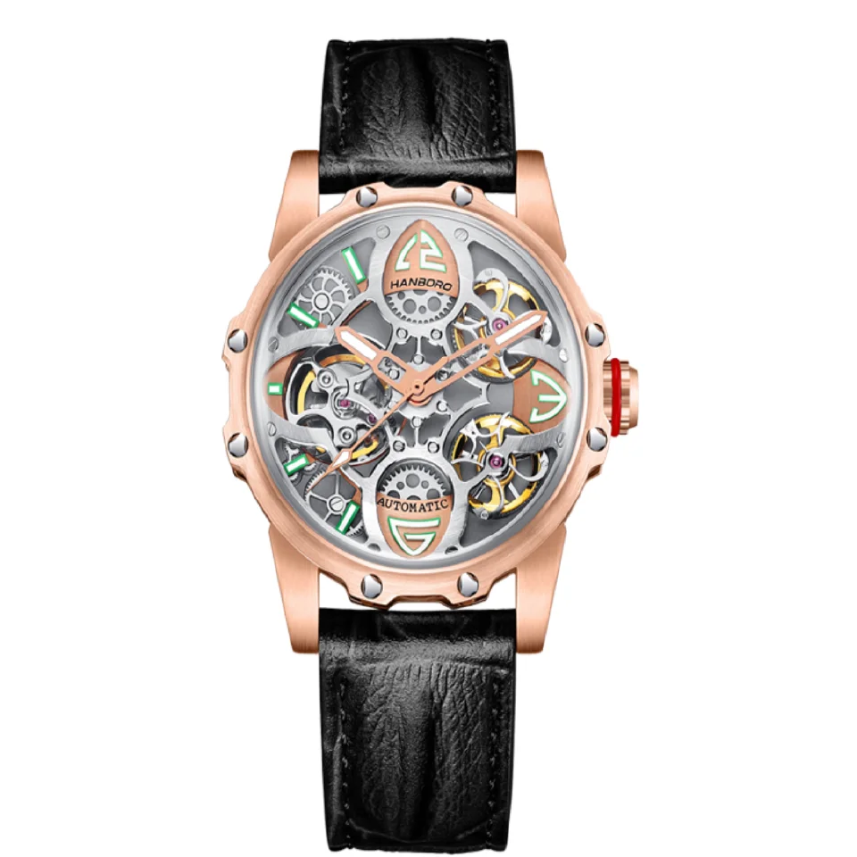 

2022 new Hanboro Hollow flywheel Automatic Mechanical Watches personality elegant luxury lady watch luminous fashion women Watch