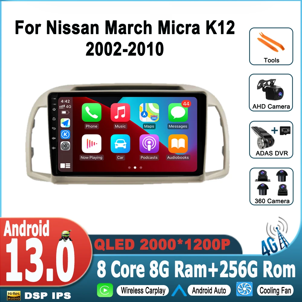 

Android 13 Car Radio For Nissan March Micra K12 2002 - 2010 Autostereo Multimedia Video Player Navigation GPS No 2din DVD