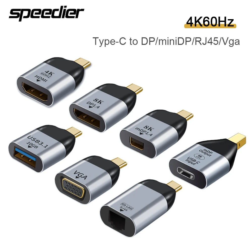 

Переходник с USB C на HDMI, совместимый с Dp Mini Dp Vga, USB Type C HDMI-совместимый кабель 4K, конвертер для Samsung Huawei P30