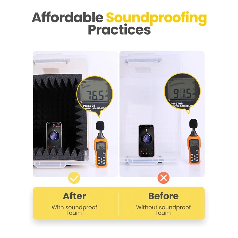 Акустические панели звукопоглощающие из пеноматериала 24 шт. 2 х12 дюймов