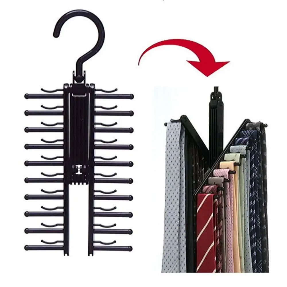 

Closet Adjustable Swivel Saving Space Organizer Display Compact Tie Rack Tie Holder Belt Rack Storage Hanger