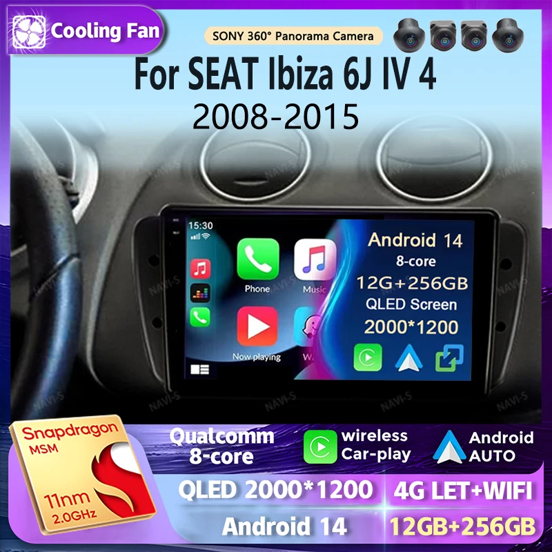 Android 14 для SEAT Ibiza 6J IV 4 2008-2015 2K QLED автомобильное радио мультимедийный видеоплеер GPS AI