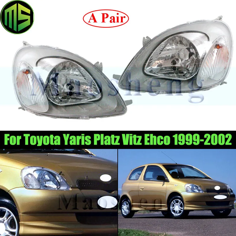 Фото Пара галогенных передних фар Maosheng для Toyota Yaris Platz Vitz Ehco 1999-2002 №1