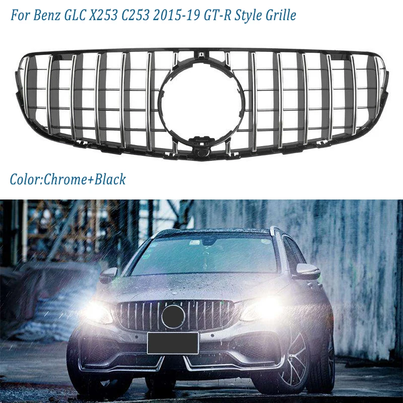

Fit To Mercedes Benz GlC Class C253 X253 GT Style Grill Front Bumper GLC Coupe Movement Grille Without Central Logo 2015-2019