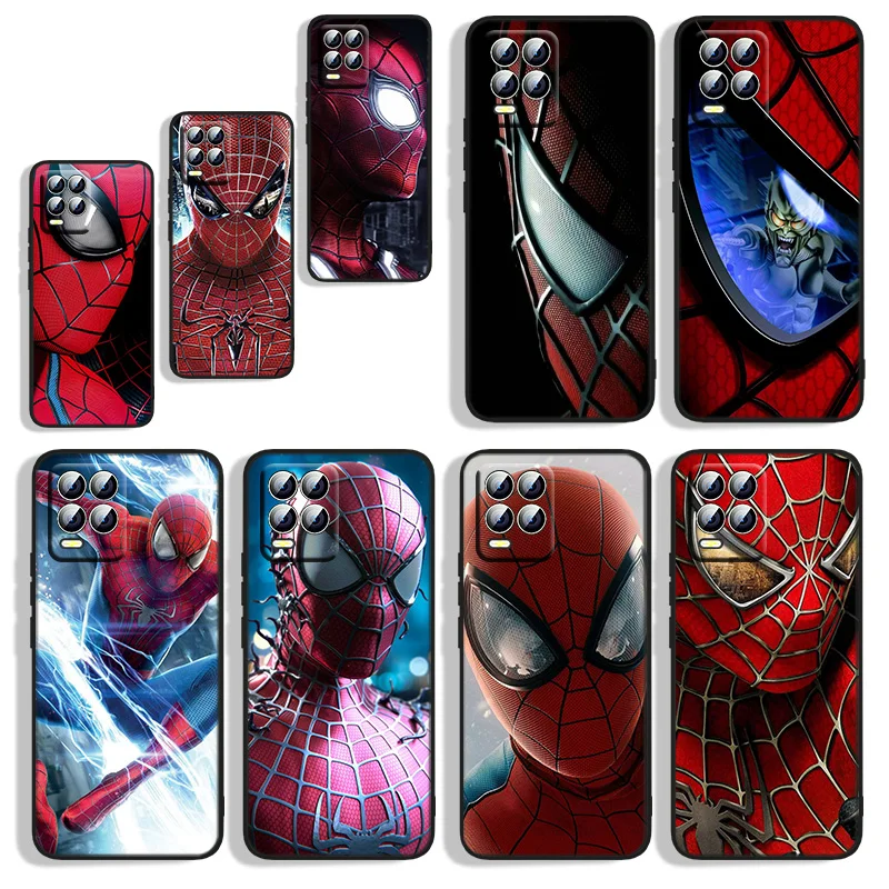 

Marvel Spiderman For OPPO Realme GT Master Neo Q3S Q2 X50 X7 X3 X2 C21Y C17 C11 C3 Pro Carnival Black Phone Case