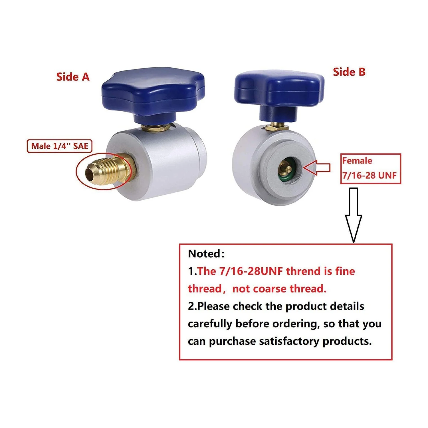 Кондиционерный коллектор R134A AC хладагент 7 / 16-28 дюймов с адаптером 1/4 дюйма SAE x 1/2