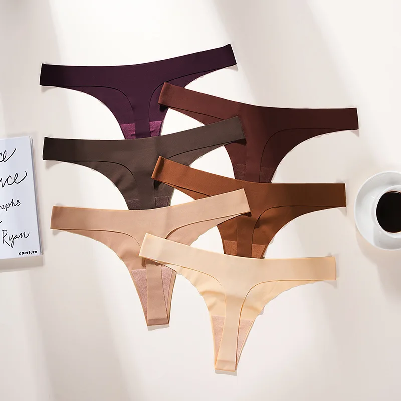 

3pcs Ice Silk T Back Seamless Women's Underpants Tangas Femmes Low Waist Soft Breathable Bikini Lingerie G-string Mini Lenceria