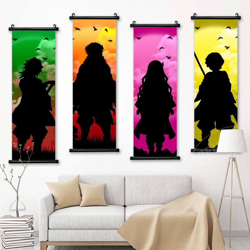 

Настенное аниме художественное полотно Agatsuma Zenitsu картины Рисунок камадо незуко постер рассекающий демонов Висячие свитки домашний декор