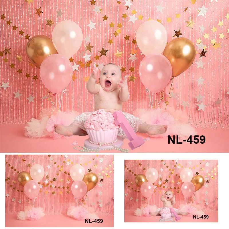 

Newborn Cake Smash Photography Backdrop Photo Studio Baby Birthday Party Balloons Stars Decoration Background Wallpaper Banner