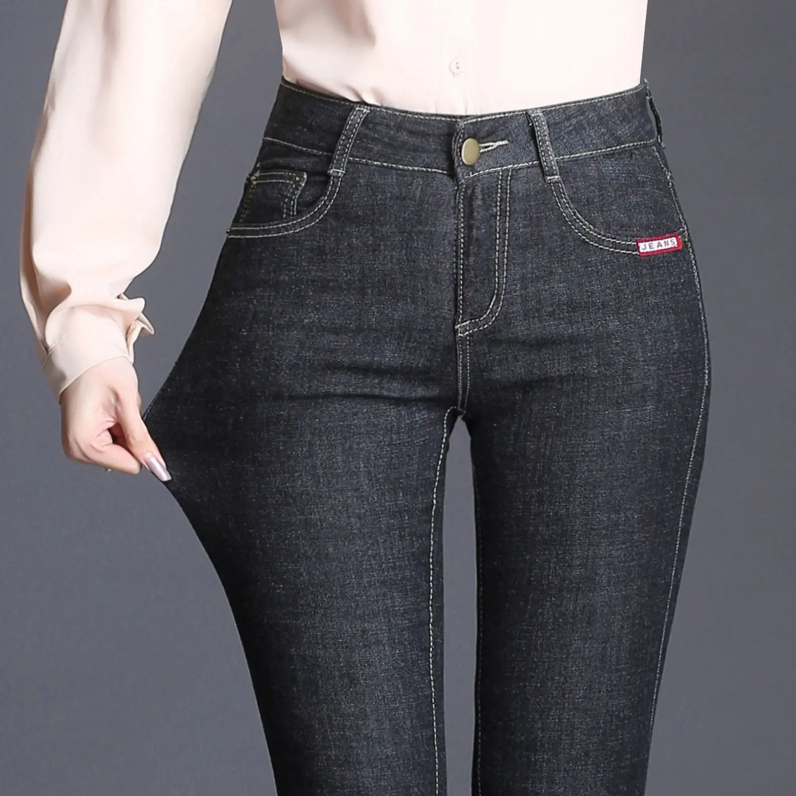 

2023 Spring Autumn Do Old Jeans Pants Women's High Waist Elastic Slim Fit Denim High Quality Skinny Washed Female Trousers M395
