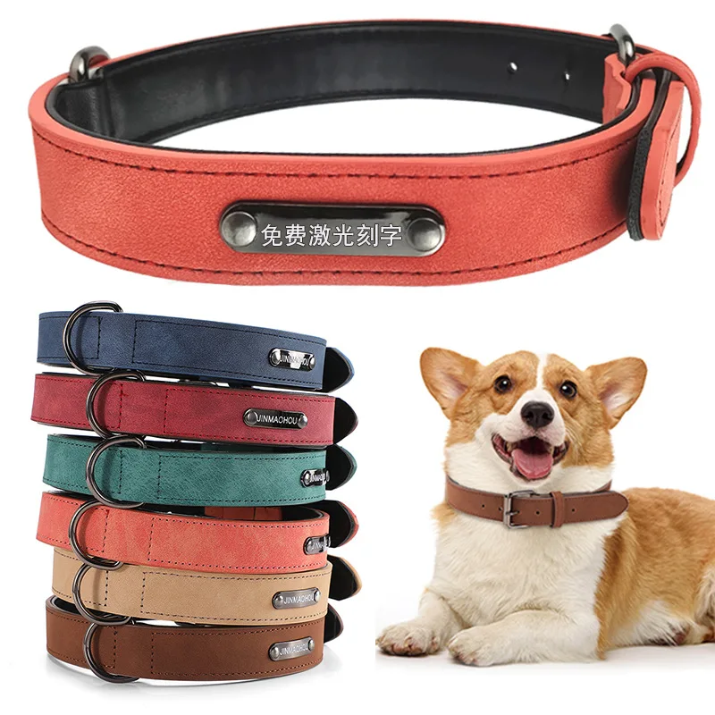 

Custom Luxury Dog Collar Small Large Dog Collar Leather Personalized, Adjustable Dog Collar Accessories for Dog Name Lettering