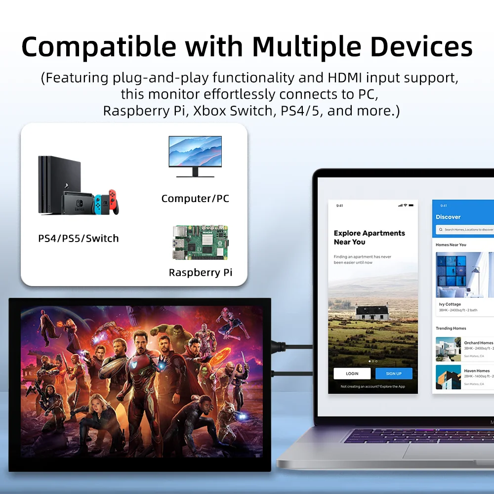 10 1-дюймовый IPS ЖК-сенсорный экран 1280x800 HDMI-дисплей с чехлом-держателем монитора