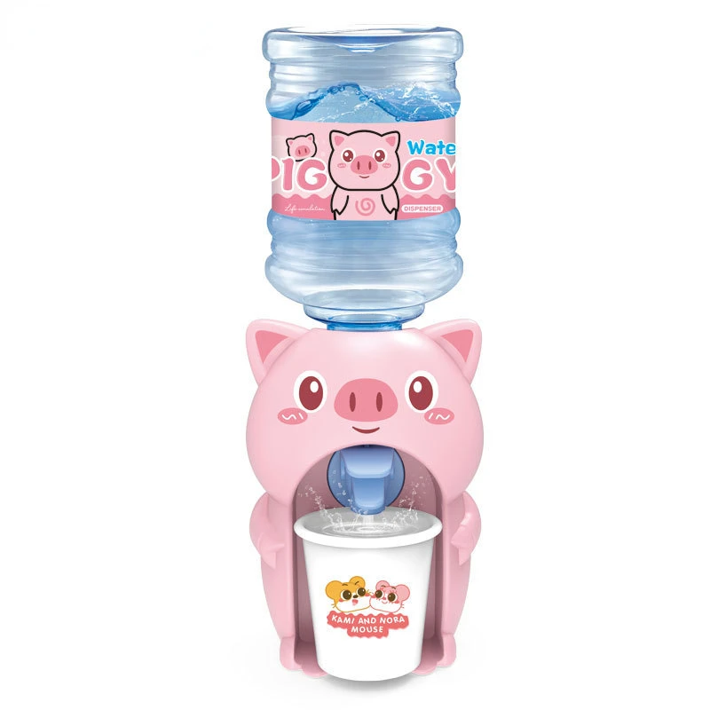 

Mini Water Dispenser for Children Kids Gift Cute Cold/Warm Water Juice Milk Drinking Fountain Simulation Cartoon Pig Kitchen Toy