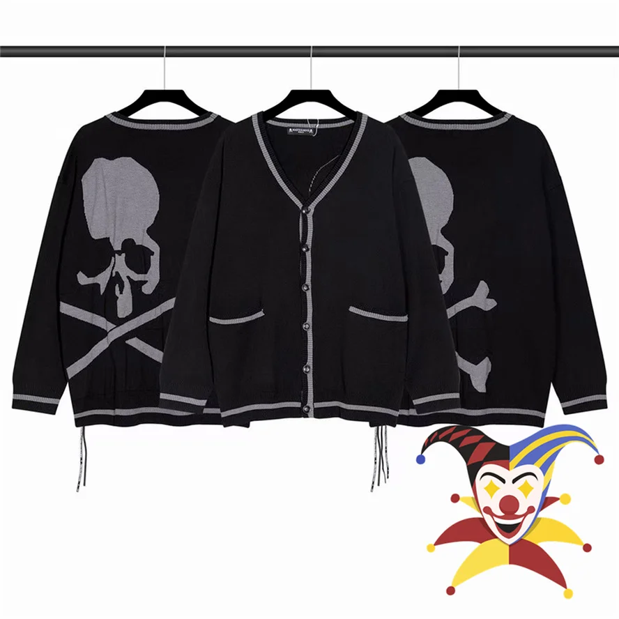 

Mastermind World Cardigan Sweater Men Women Pocket Buttons Mastermind Japan Sweaters Skeleton Skull Graphic MMJ Sweater