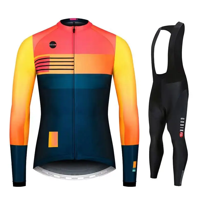 

2023 New GOBIK Men's Team Cycling Suit Set Long Sleeve Mountain Biking Clothing Winter Brushed Warm Uniform De Ciclismo Para Hom