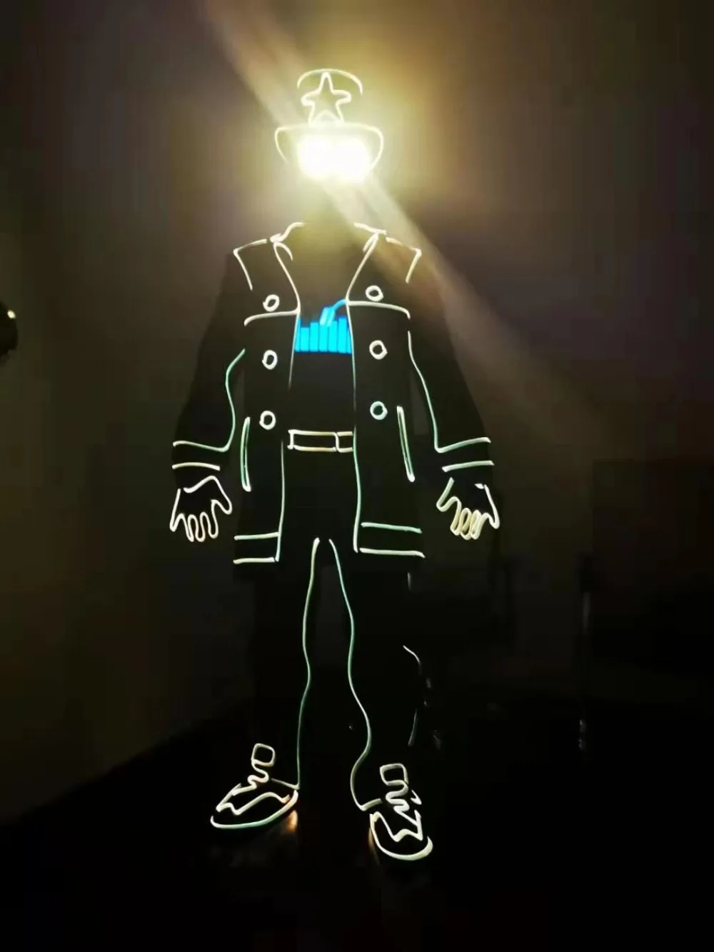 Tron Legacy Burning Man светящийся костюм светодиодный Хэллоуин косплей оптоволоконный