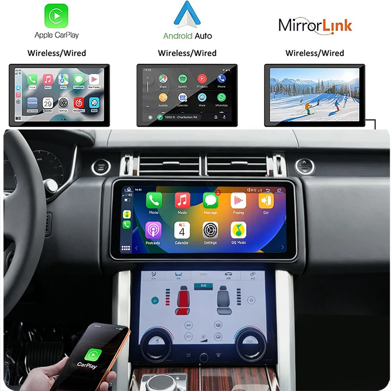 Фото 12,3-дюймовый Android 14 для Range Rover Vogue L405 2013-2017 годов выпуска, Carplay Auto, сохраняет оригинальное меню функций, система Bosch Harman №3