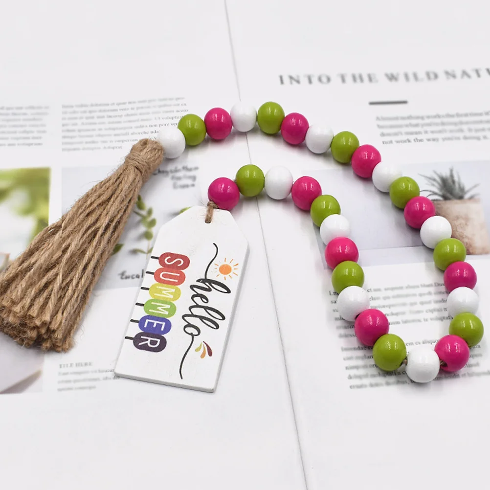 

Beaded Summer Tassels Hanging Decor Wood String Home Party Wall Ornament Pendant Rustic Adornment