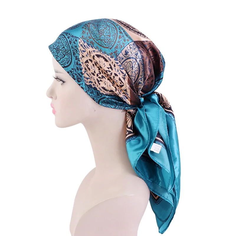 

Paisley Pattern Splicing Floral Square Headscarf Handkerchief Print Turban Fabric Stitch Muslim Women Headwrap Hijab Chemo Caps
