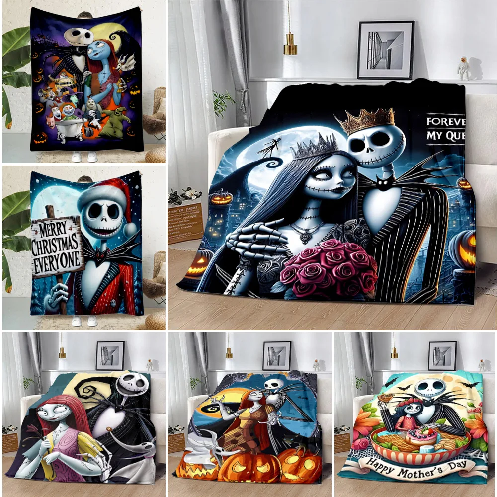 Мультяшное одеяло Disney Jack Skellington с принтом одеяла для пикника теплое мягкое