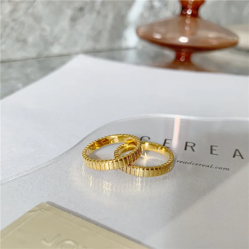 

New Arrival Waterproof Simple Gear Shape Woman Man Rings Stainless Steel Fashion Personality 18k Gold Baroque Engagement Rings