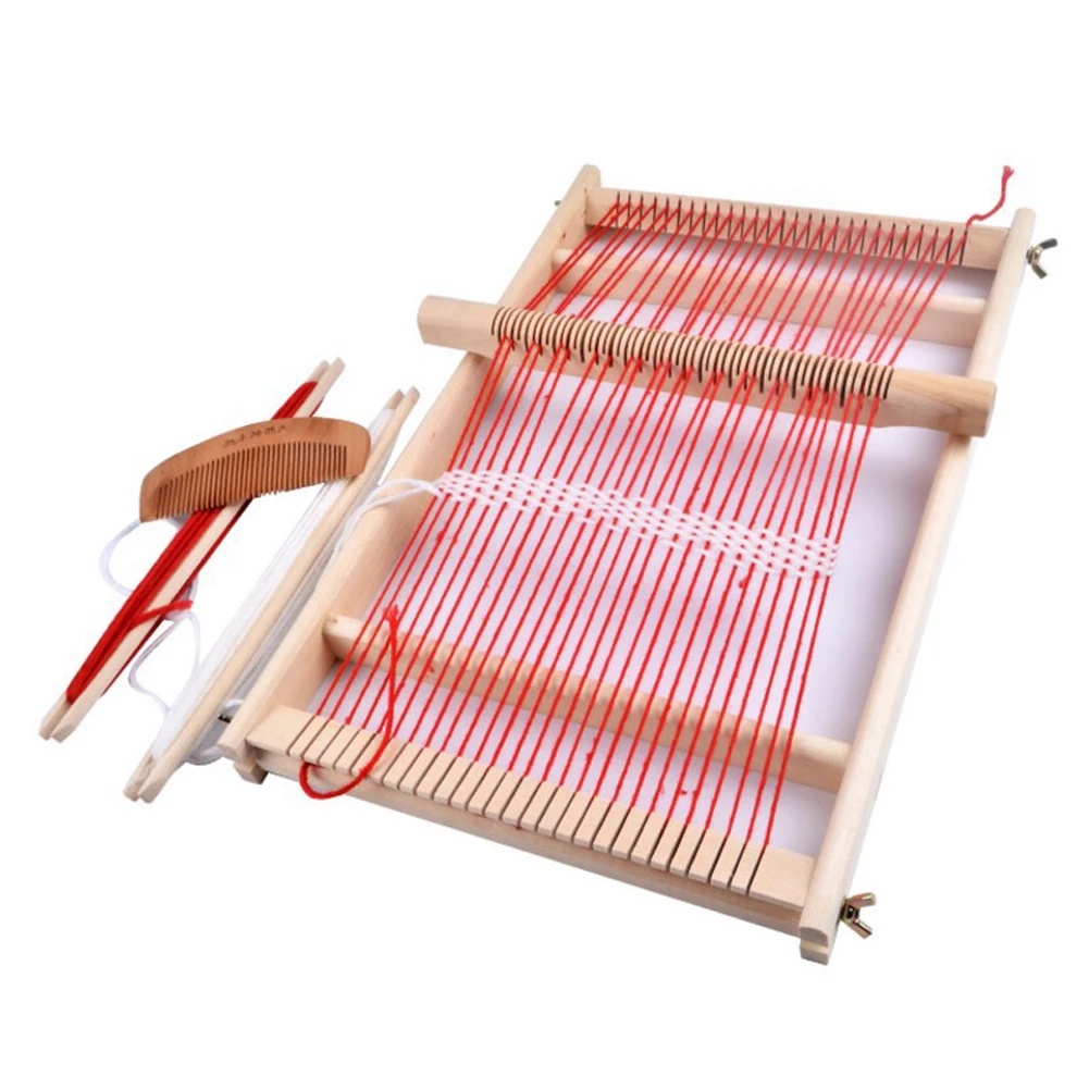

Traditional Weaving Loom Toy Educational Wooden Frame Handcraft Gift Easy Operate Assemble Knitting Machine Durable DIY Children