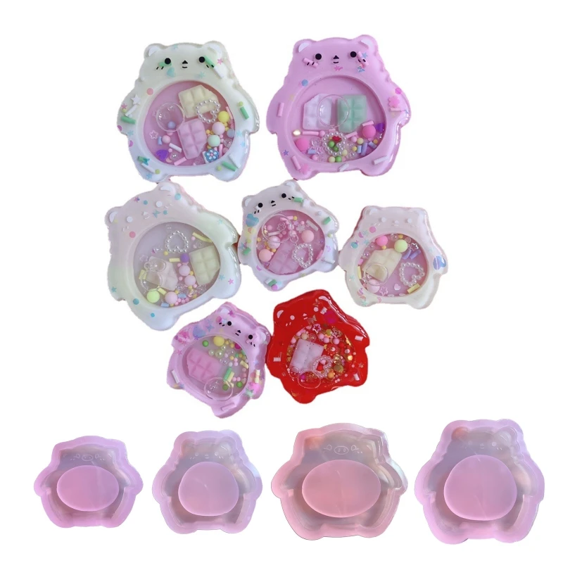 

DIY Little Bear Pig Quicksand Silicone Epoxy Mold DIY Keychain Pendant Jewelry Crafting Mould for Valentine Love Gift 124A