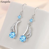 fanqieliu stamp 925 silver needle zircon angel wings drop earrings for woman vintage jewelry girl gift luxury new fql21399
