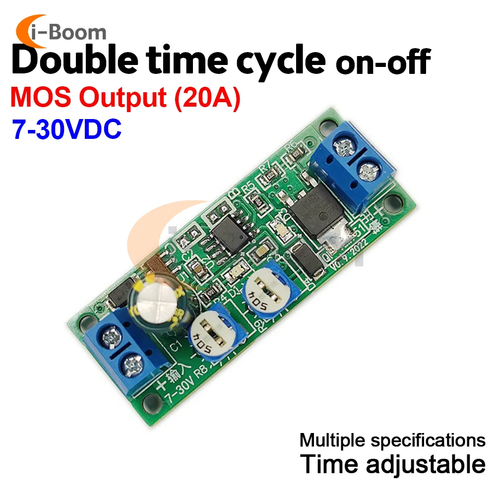 

Adjustable Cycle Timer Delay On/Off Switch Power Supply Relay Module DC 7V-30V Timer Relay Module Dual MOS output 0-5hours