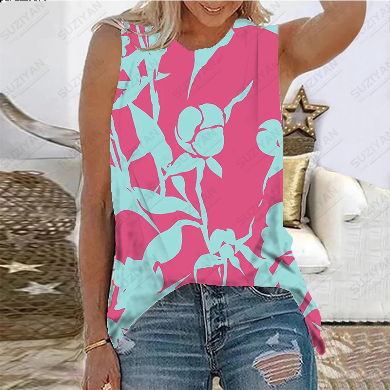 

Women's Summer New Sleeveless Tank Top 3D Printed Colorful Oil Painting Portrait Retro Casual Beach Style Women's Pullover Top