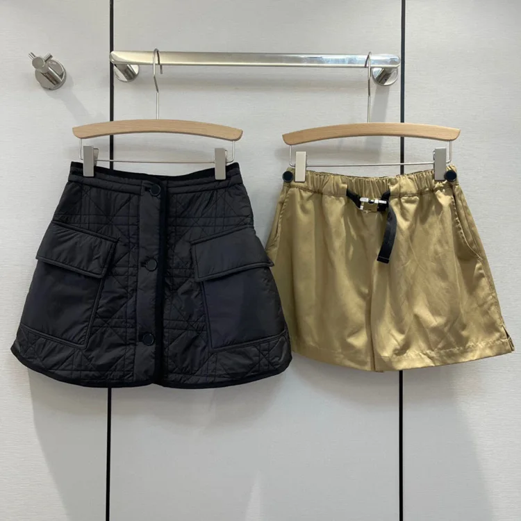 

Luxury Shorts Skirts for Women 2022 Autumn Winter Classic Check Quilted Padded Detachable Two-Piece Shorts Skirts