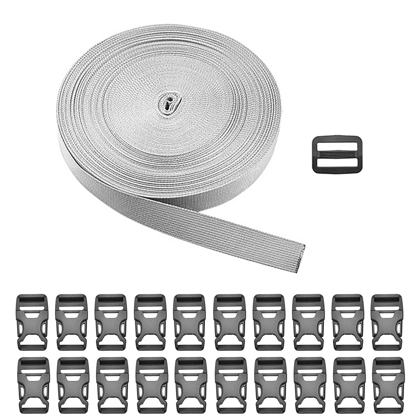 

Webbing Strap Home Bag Quick Side Release Heavy Duty Tri Glide Backpack Repairing With 20 Buckles Adjustable Length Belt Durable