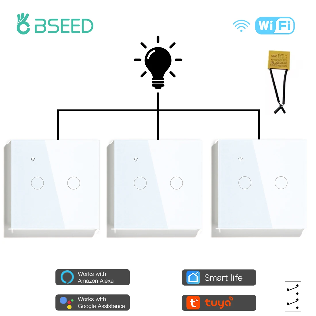 

BSEED Сенсорные умные выключатели 3-позиционные 3 шт