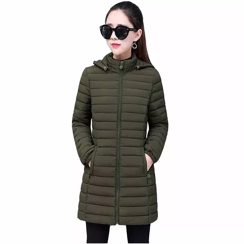 

2022 New Oversize Lightweight Padded jacket Winter Women Removable Hood Warm Cotton Clothes Plus Size L-6XL Long Parkas