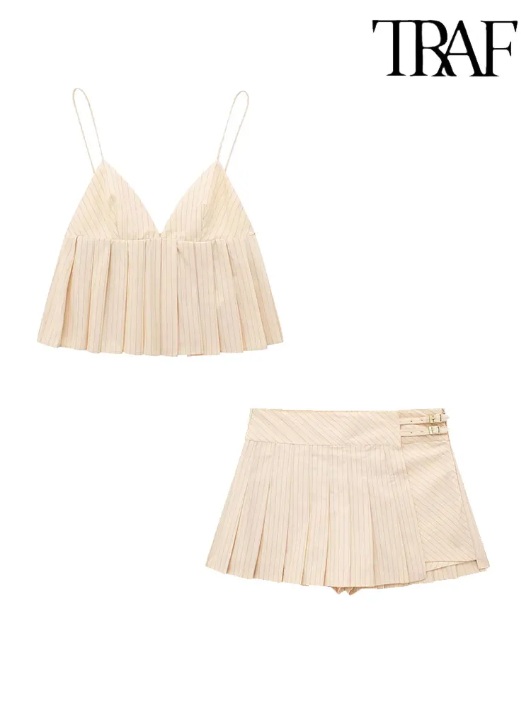 

Женский комплект из топа и юбки, в полоску, с высокой талией