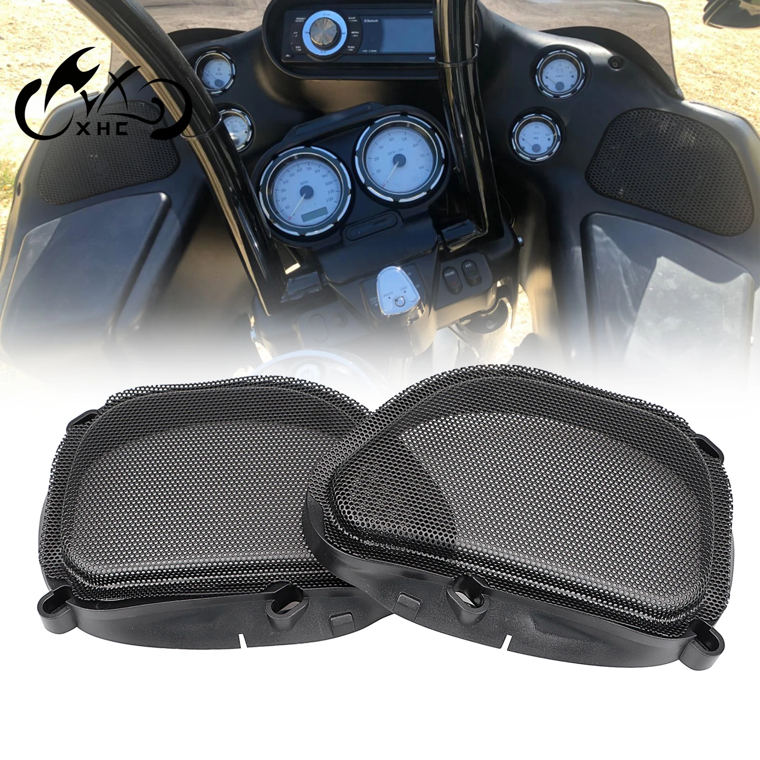 Передняя решетка для динамика мотоцикла черная сетка подходит Harley Road Glide FLTR Ultra