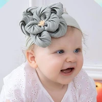 large flower headband with soft wide nylon turban baby girls hair accessories hair flower for newborn children kids headwrap