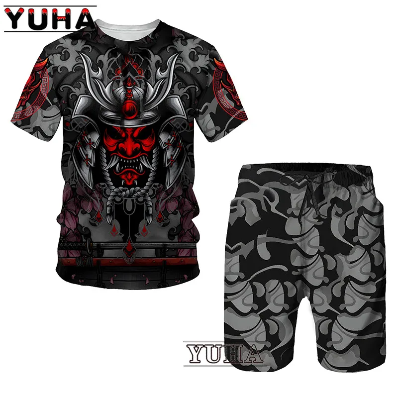 YUHA комплект мужских футболок с 3D-принтом летающего дракона мужской спортивный