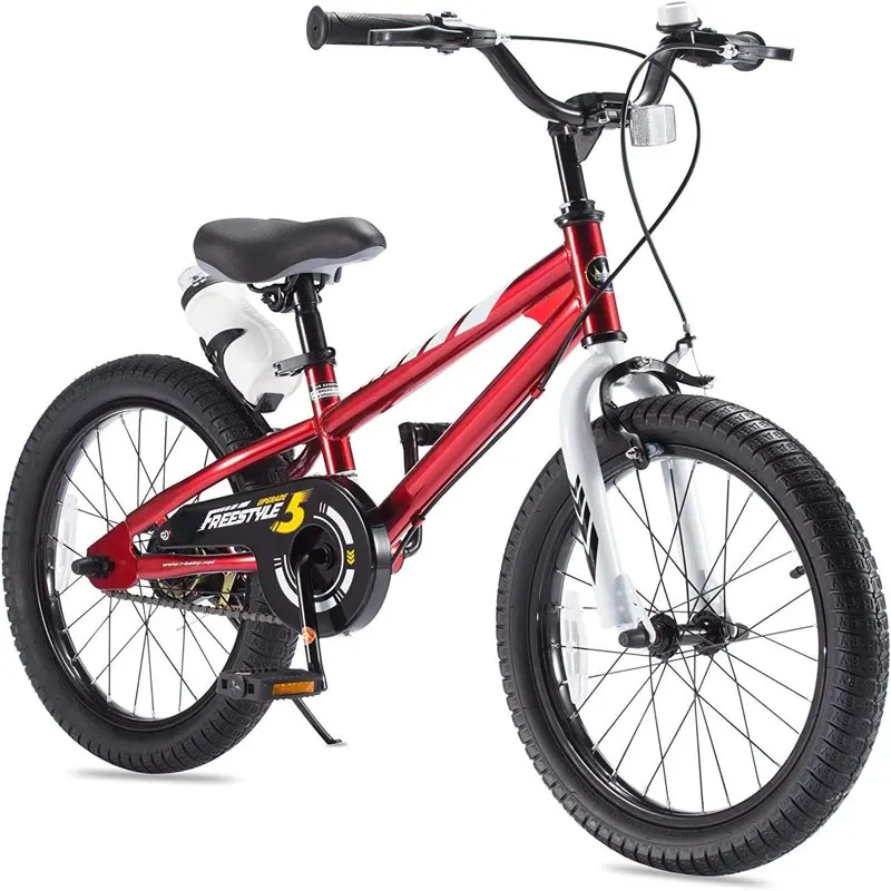 

Boys Girls Bike 18In BMX Freestyle Red 2 Hand Brakes Bicycles with Kickstand Bicycle